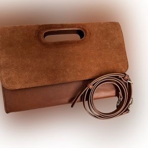 White House Black Market Suede Handle Clutch | Candied Walnut